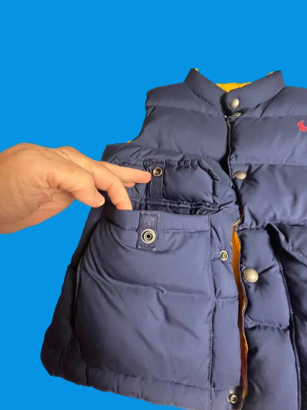 Polo Ralph Lauren Kids Reversible Puffer Vest Down Fill Blue & Yellow 7 crest